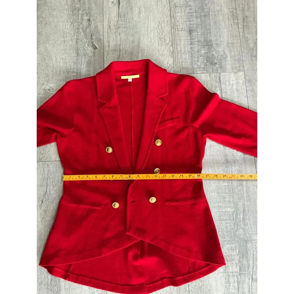 Gianni Bini Women’s M Red Wool Blend Double Breasted Gold Button Blazer
